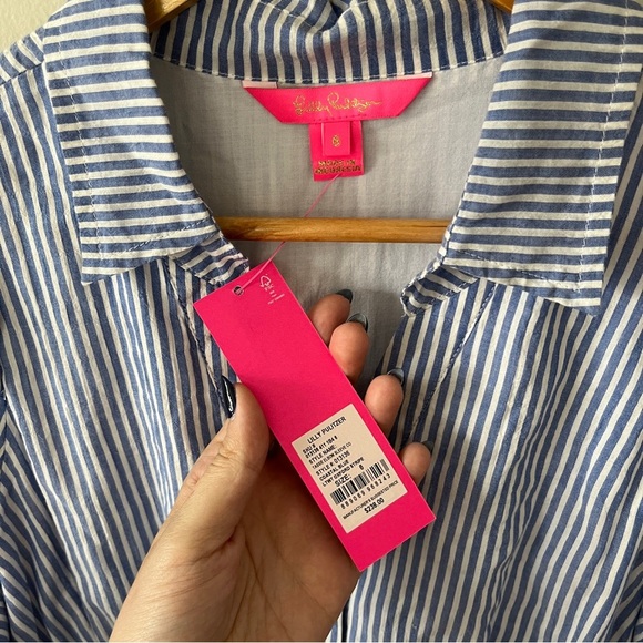 NWT Lilly Pulitzer Tassie Midi Dress Oxford Stripe Coastal Blue Size 6 - Picture 7 of 9